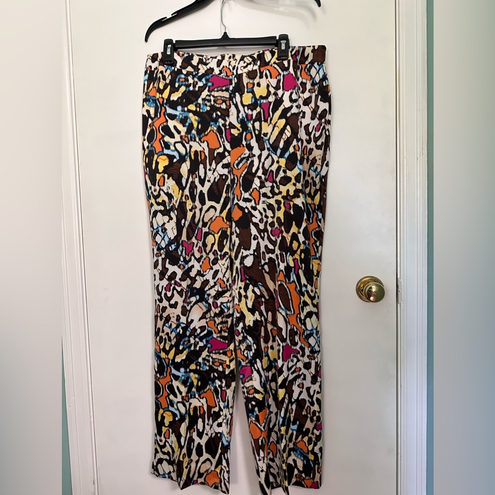 Chicos set with reversible top. Orange/ multi animal print.
